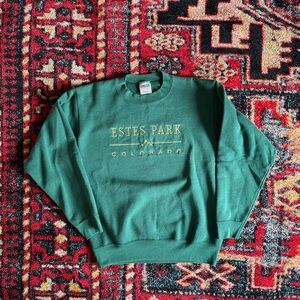 Granola vintage green embroidered graphic sweatshirt